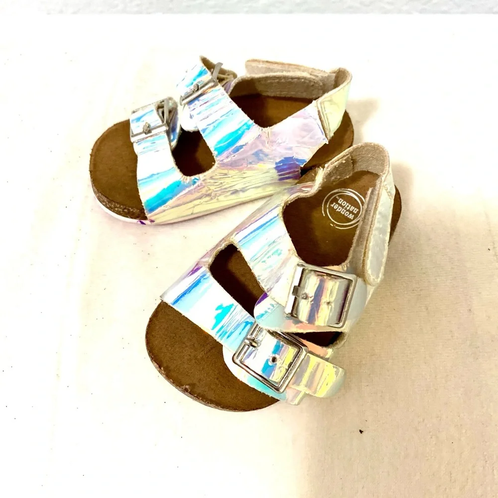 WONDER NATION Baby Hologram Fluorescent Bucke Sandals. Size 2